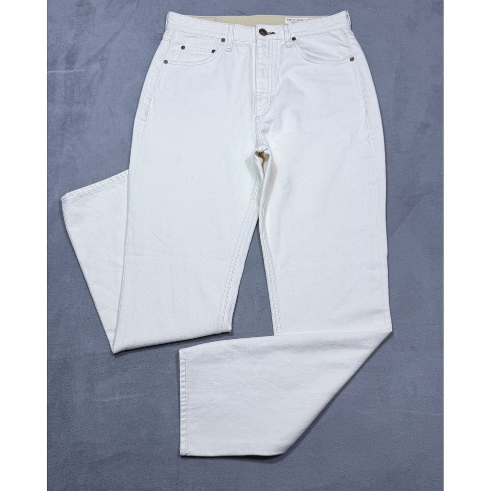 Rag And Bone Jeans Womens 31x32 Alex Highrise Straight Ecru White Organic Cotton